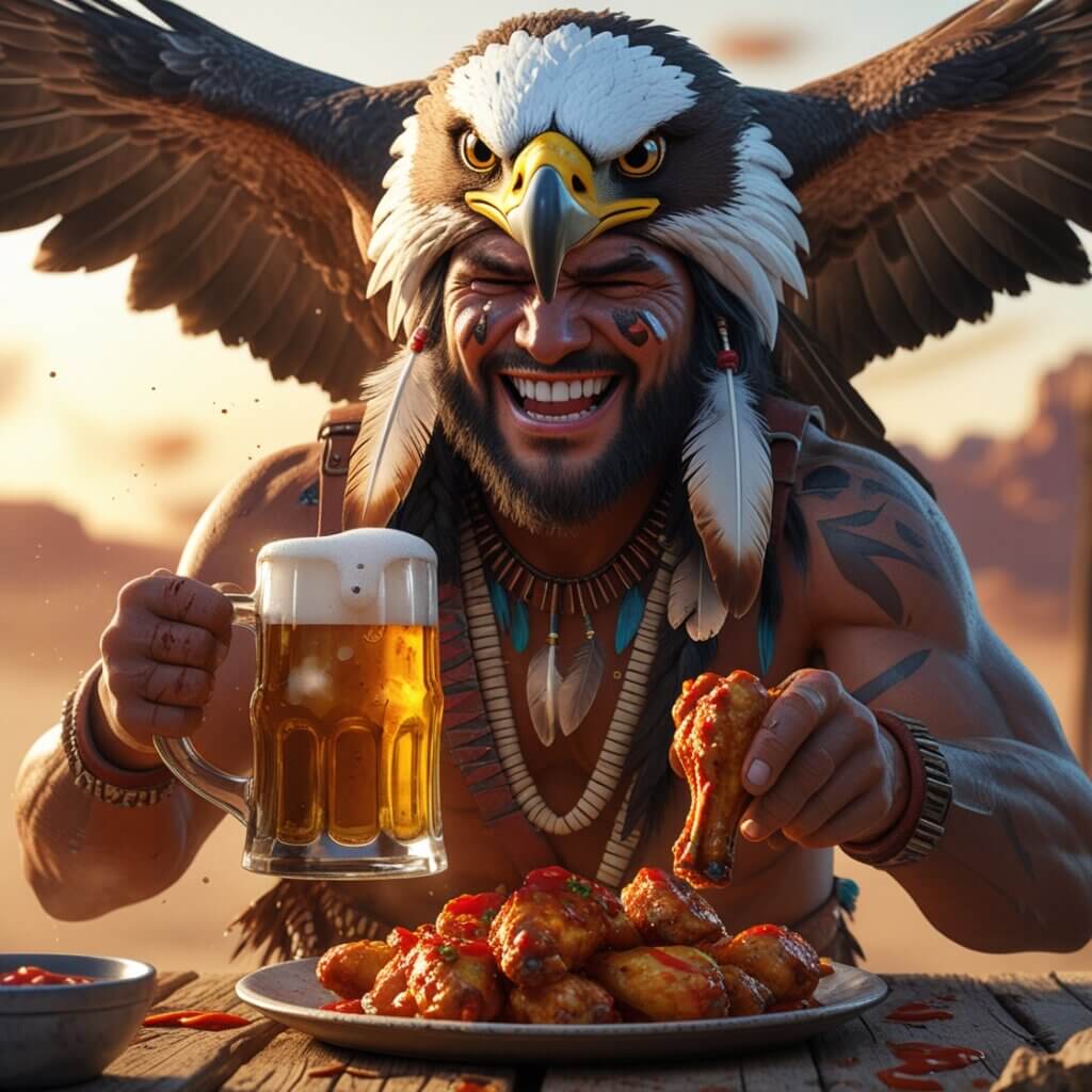 indio comiendo alitas